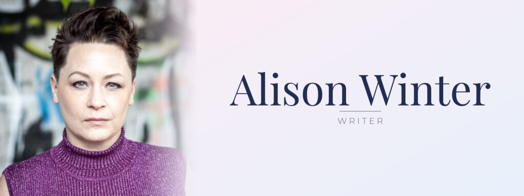 Hero banner with photo and name of Alison Winter